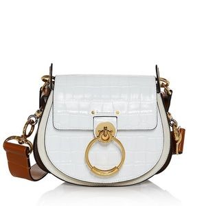 Chloe White Croc Small Tess Bag